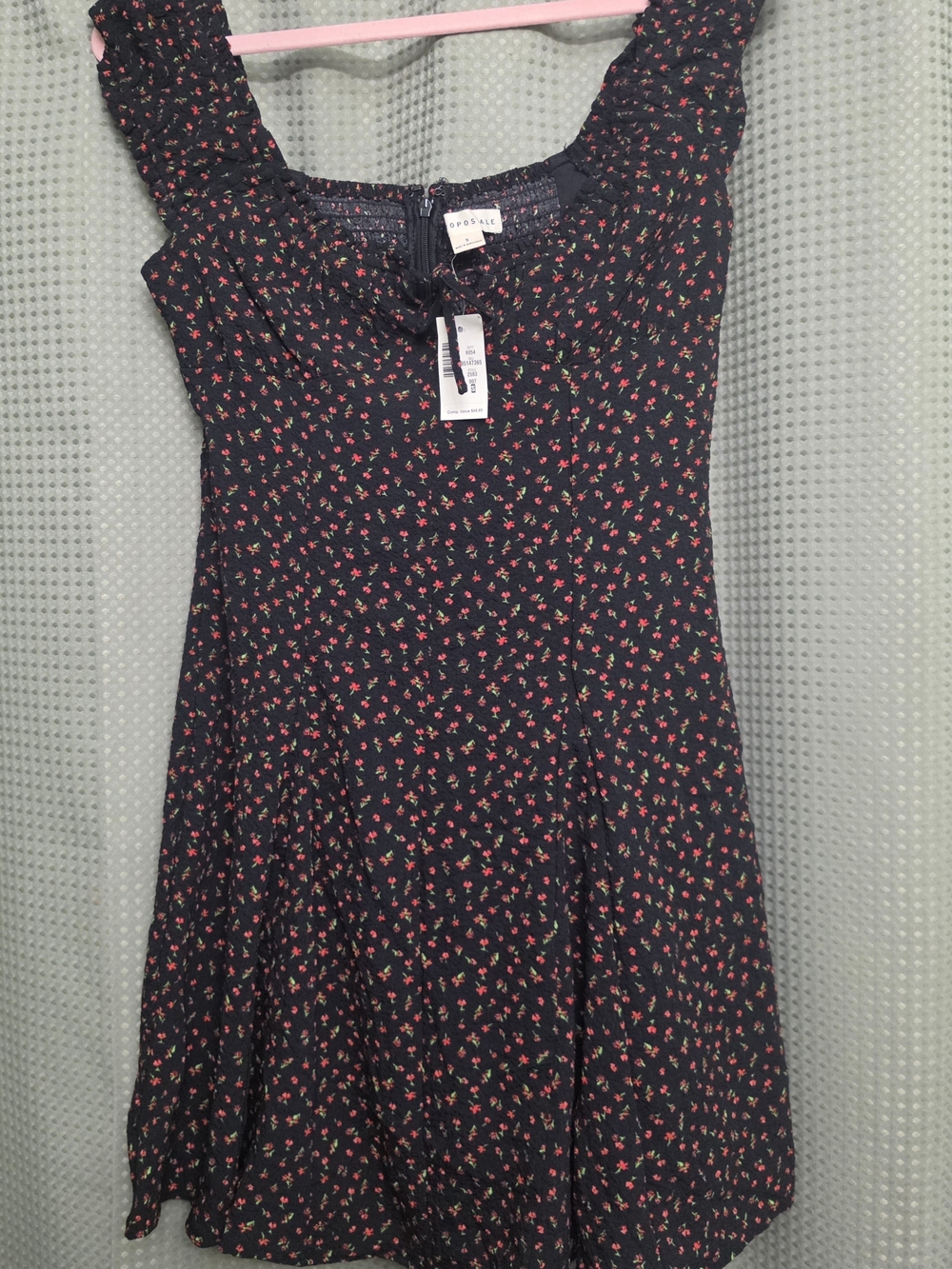 Aeropostale Black Mini Dress with Red Floral Print